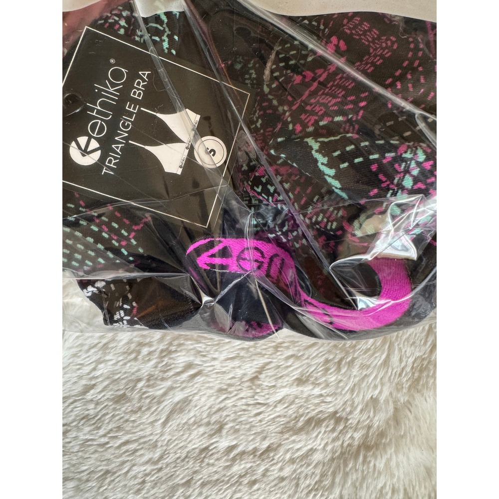 Ethika V-Neck Bralette Womens S Black Purple NWT